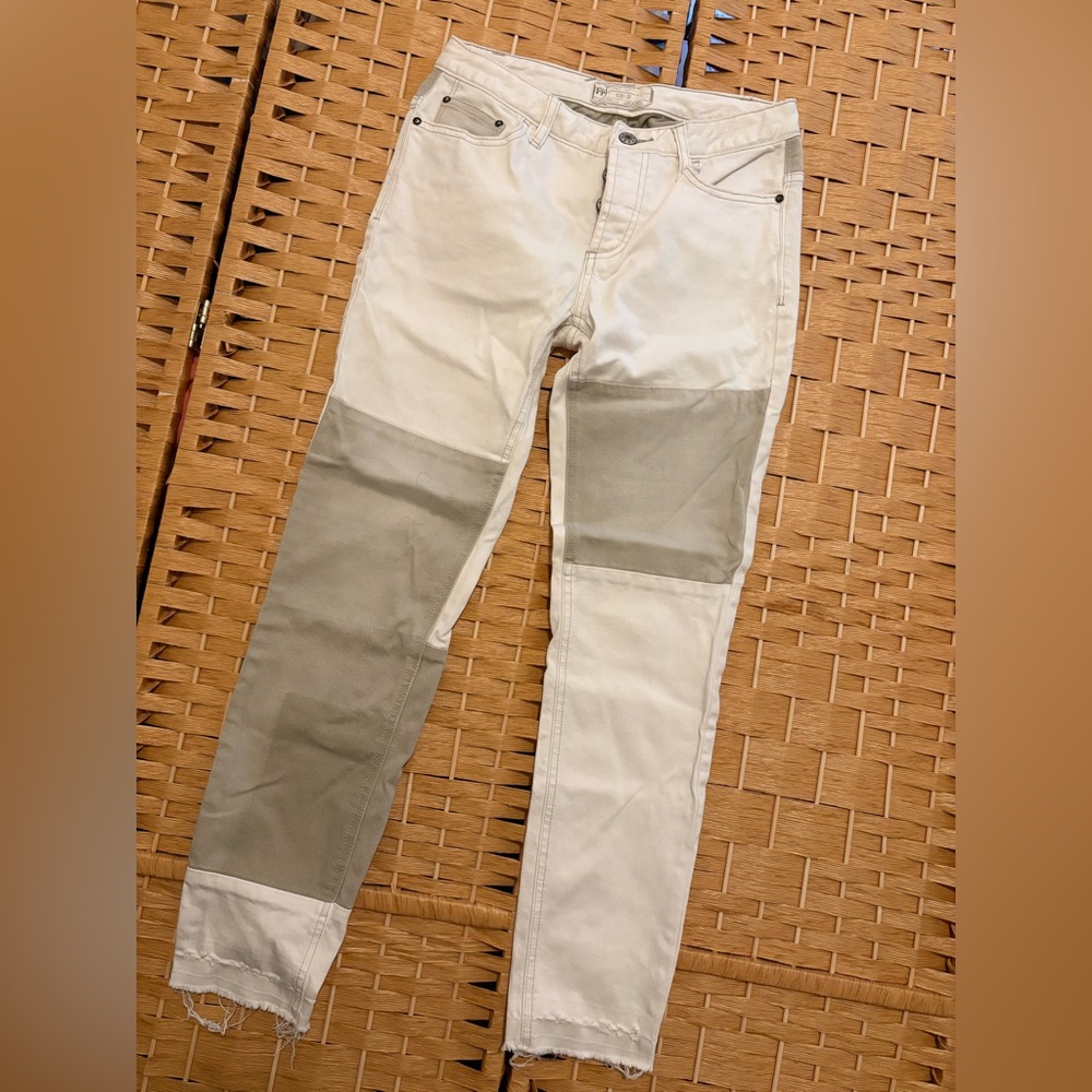 Vintage Free People Two-Tone Beige and Cream Jeans